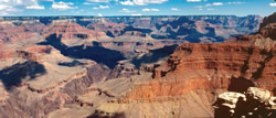 A panoramic view of the Grand Canyon.